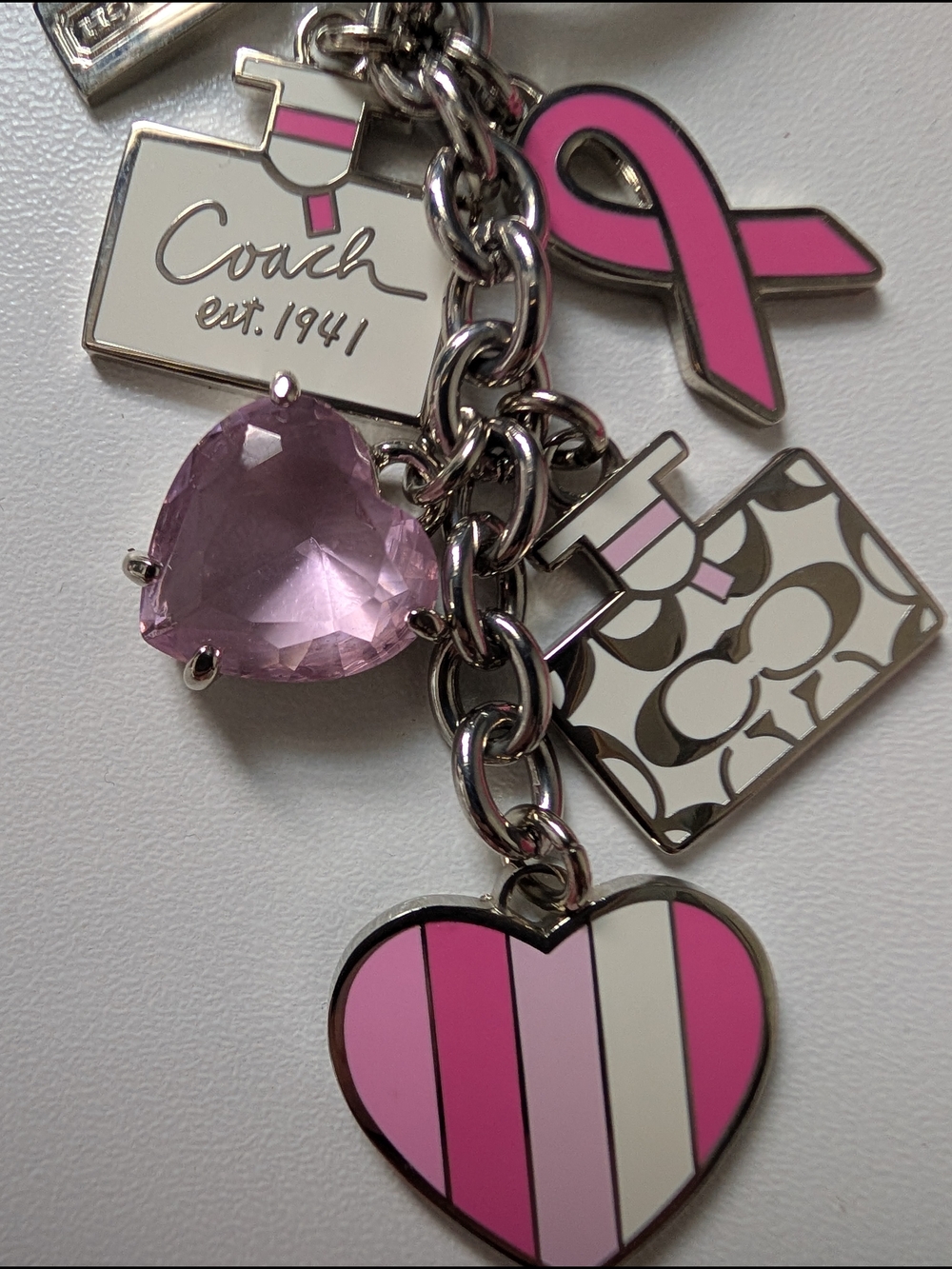 Coach Breast Cancer Awareness Charm Keyring